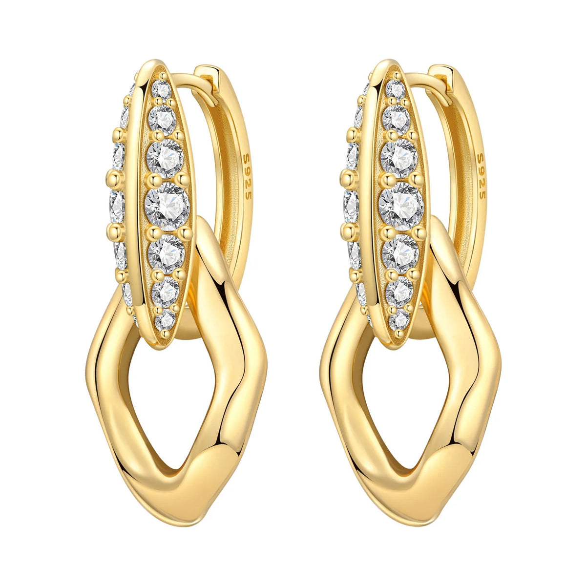Orstarry 925 Sterling Silver 18K Gold Heart-shaped Zircon Drop Earrings Women Earrings Fashion Party Original Jewelry Gifts