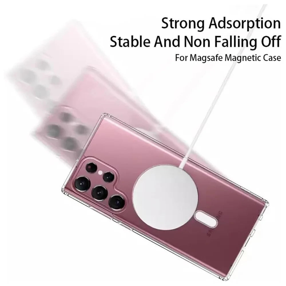 Transparent Clear Magnetic Case For Samsung Galaxy S24 S21 S25 S22 Plus S23 Ultra Plus Wireless Charging Shockproof Back Cover