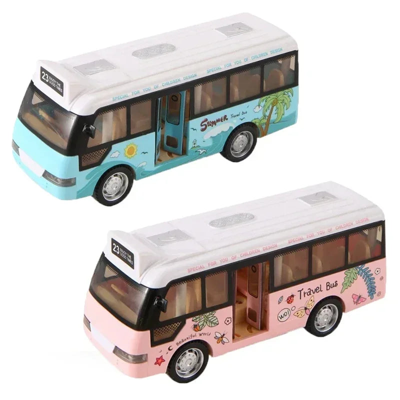 Interactive Die Cast Metal School Bus Toy with Sound Light Friction Powered Play Vehicle  Gifts for Kids' Fun Imaginative Play