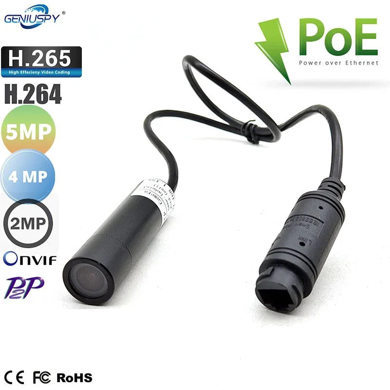 POE 48V NO DC 12V IP Network Mini POE Bullet Camera 1080P 2MP 4MP 5MP Surveillance IP Cam Wide Angle Seeeasy CCTV Video Cam