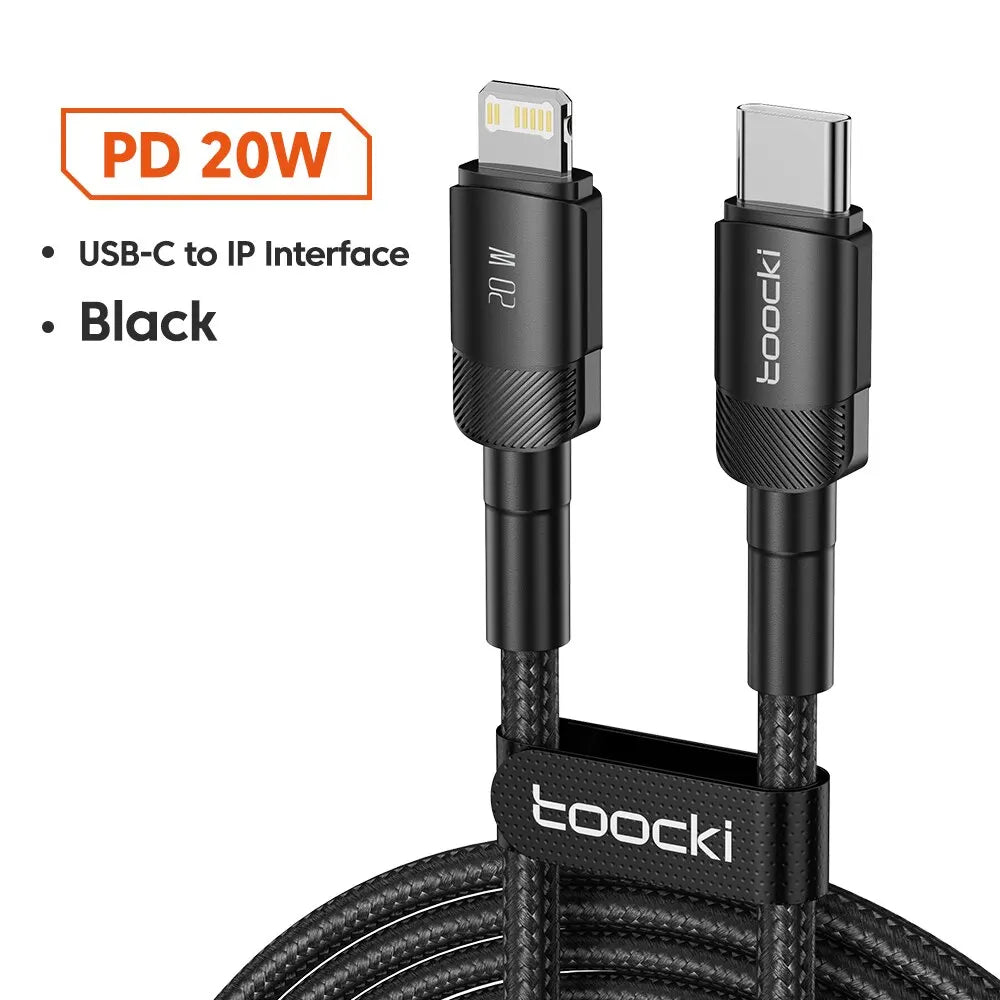 Toocki USB Type C Cable Fast Charging USB C Charger Cord For iPhone 15 14 13 12 11 Huawei P40 P30 Realme Oppo Oneplus Samsung