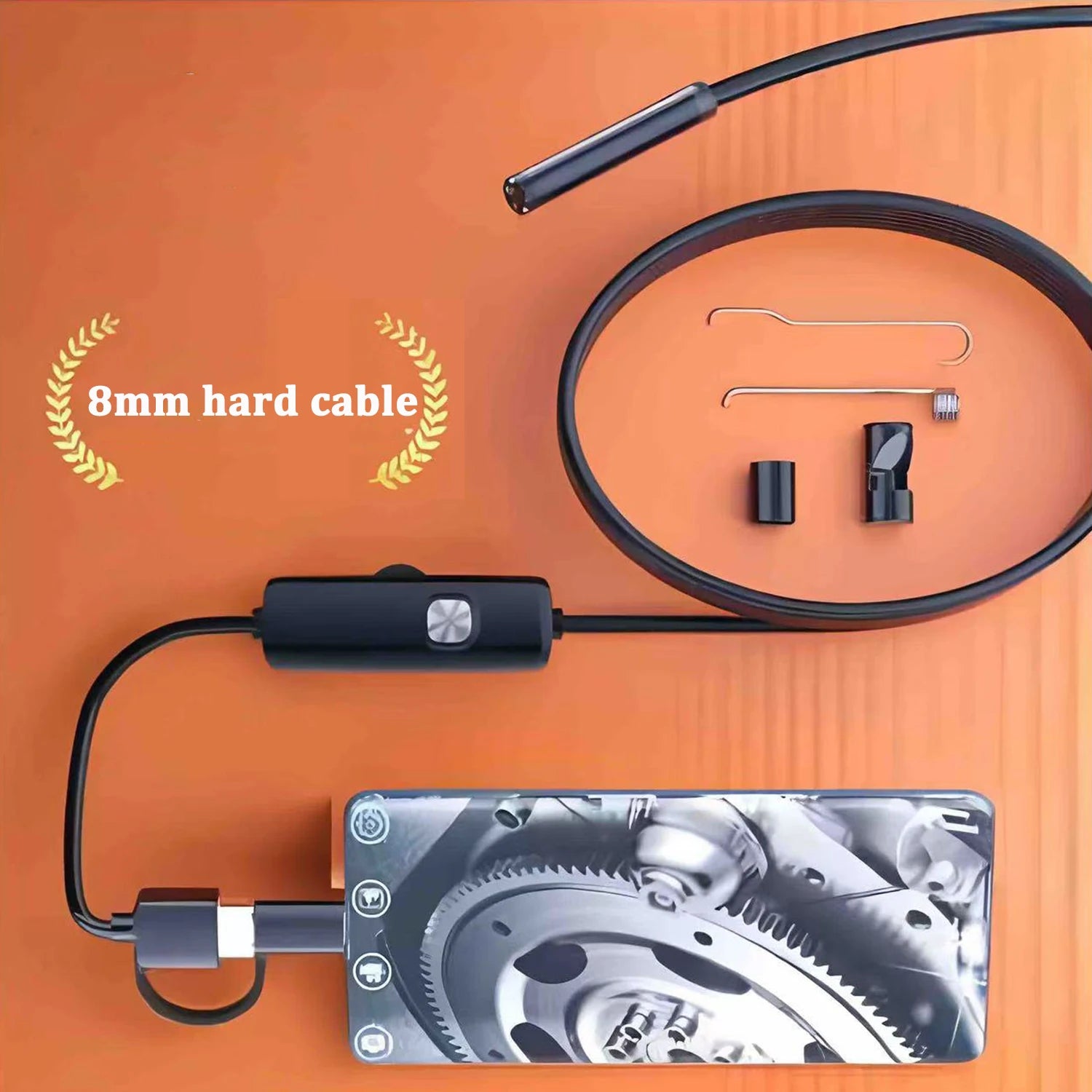 8MM Android Endoscope Camera 3 IN1 Micro USB Type C Borescope Mini Camera Waterproof LED Car Inspection