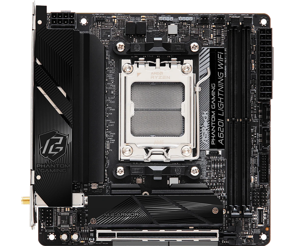ASROCK A620I Lightning WiFi Mini-ITX Motherboard Socket AM5 AMD A620 DDR5 128GB M.2 support Ryzen 5 7400F Ryzen 7 7700 cpu