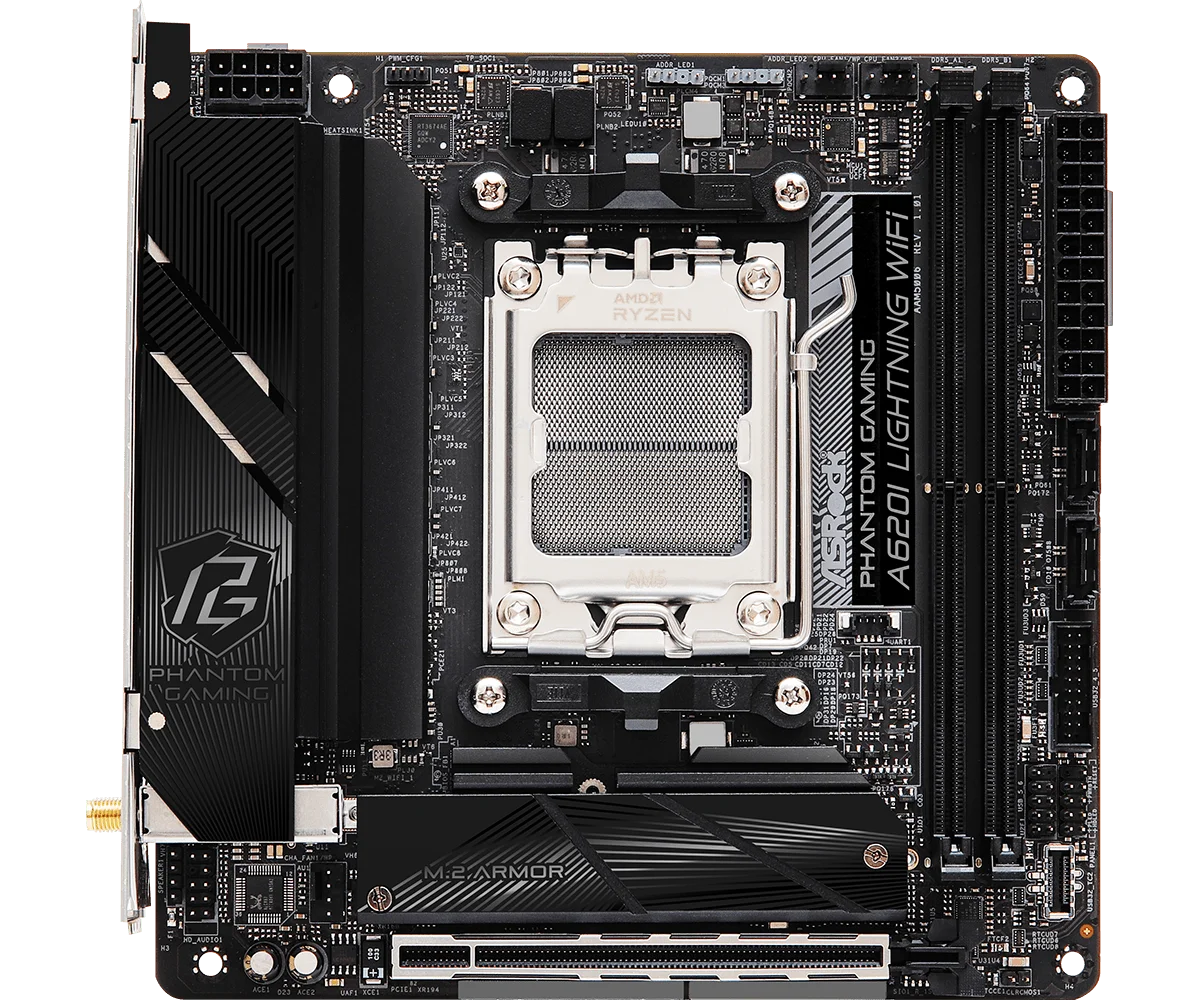 ASROCK A620I Lightning WiFi Mini-ITX Motherboard Socket AM5 AMD A620 DDR5 128GB M.2 support Ryzen 5 7400F Ryzen 7 7700 cpu