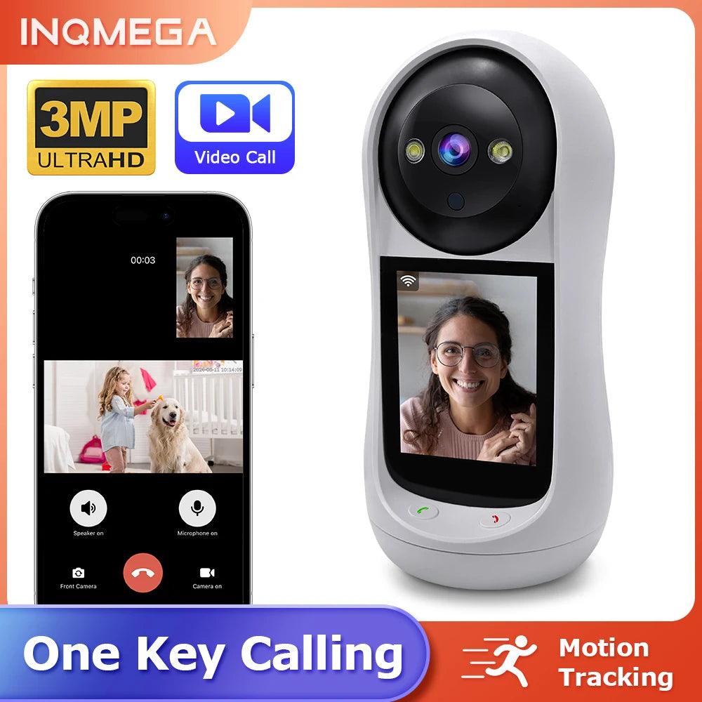 3MP WiFi Camera ICSEE Indoor Wireless IP Surveillance Camera with Screen Automatic Tracking Security Baby Monitor