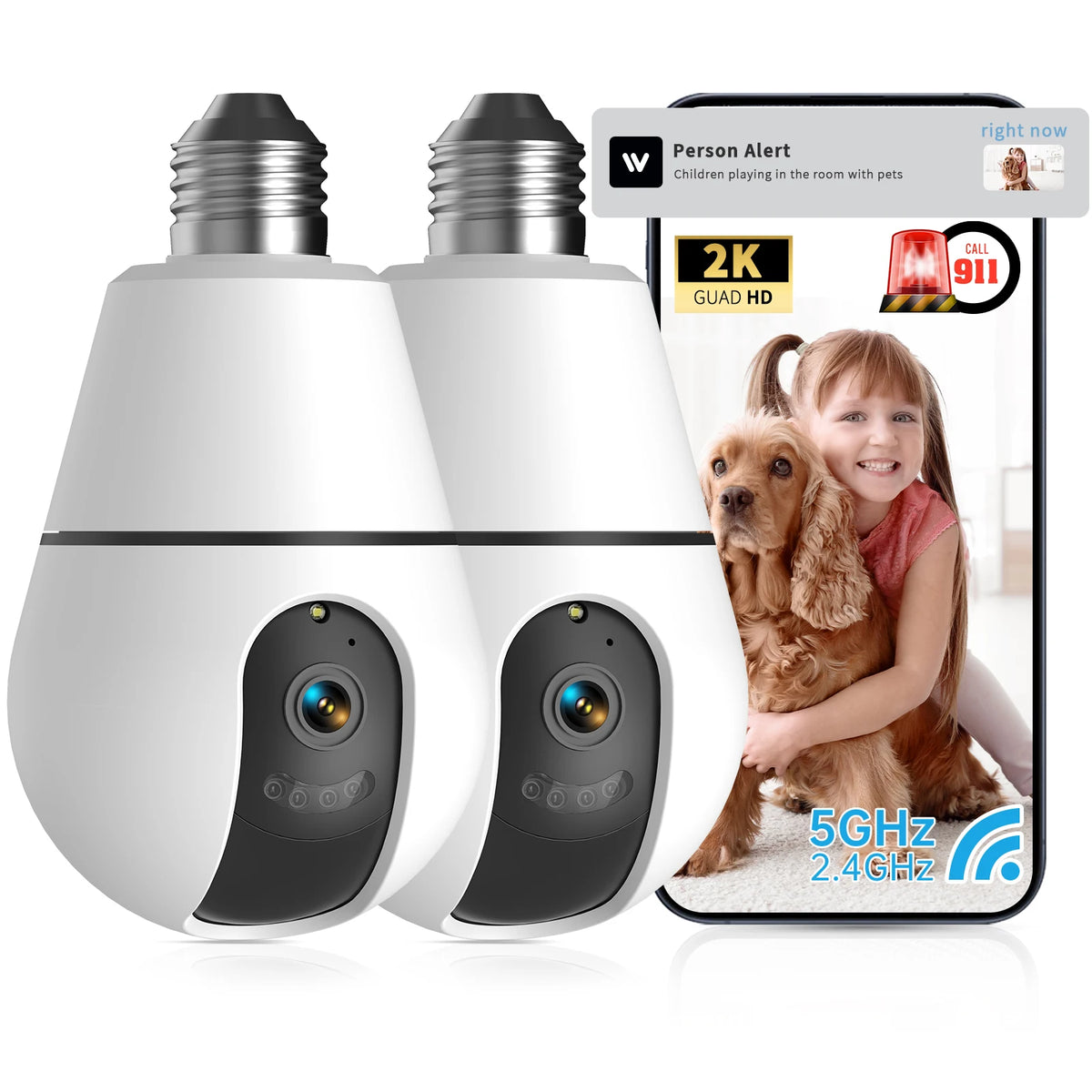 Noahtec Bulb E27 WiFi Surveillance Camera Full Color Night Auto Tracking Wireless Indoor Security Baby Monitor  PTZ IP Camera