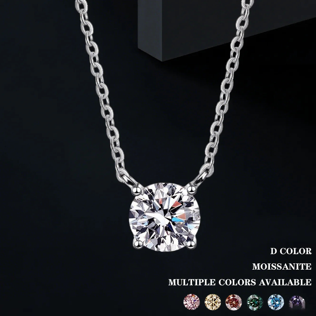 Moissanite Dia 6.5Mm 0.5-5CT Woman Pendant Sier Necklace For Women Chains Party Bridal Fine Jewelry  925sterling silver necklace