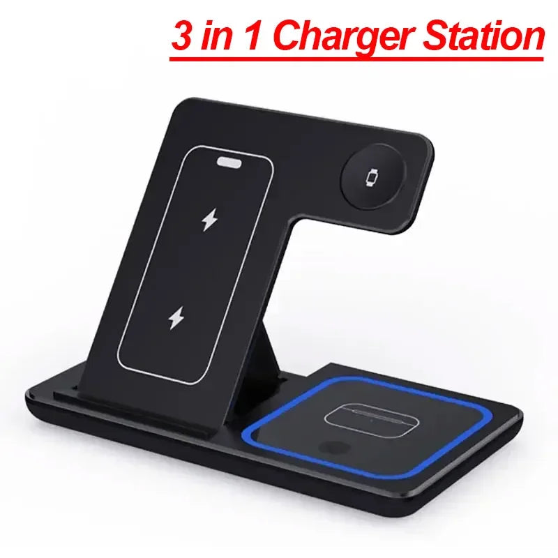 3 in 1 30W Foldable Wireless Charging Station for iPhone 16 15 14 13 12 Pro Max iWatch Ultra Airpods Pro Fast Charger Stand Dock