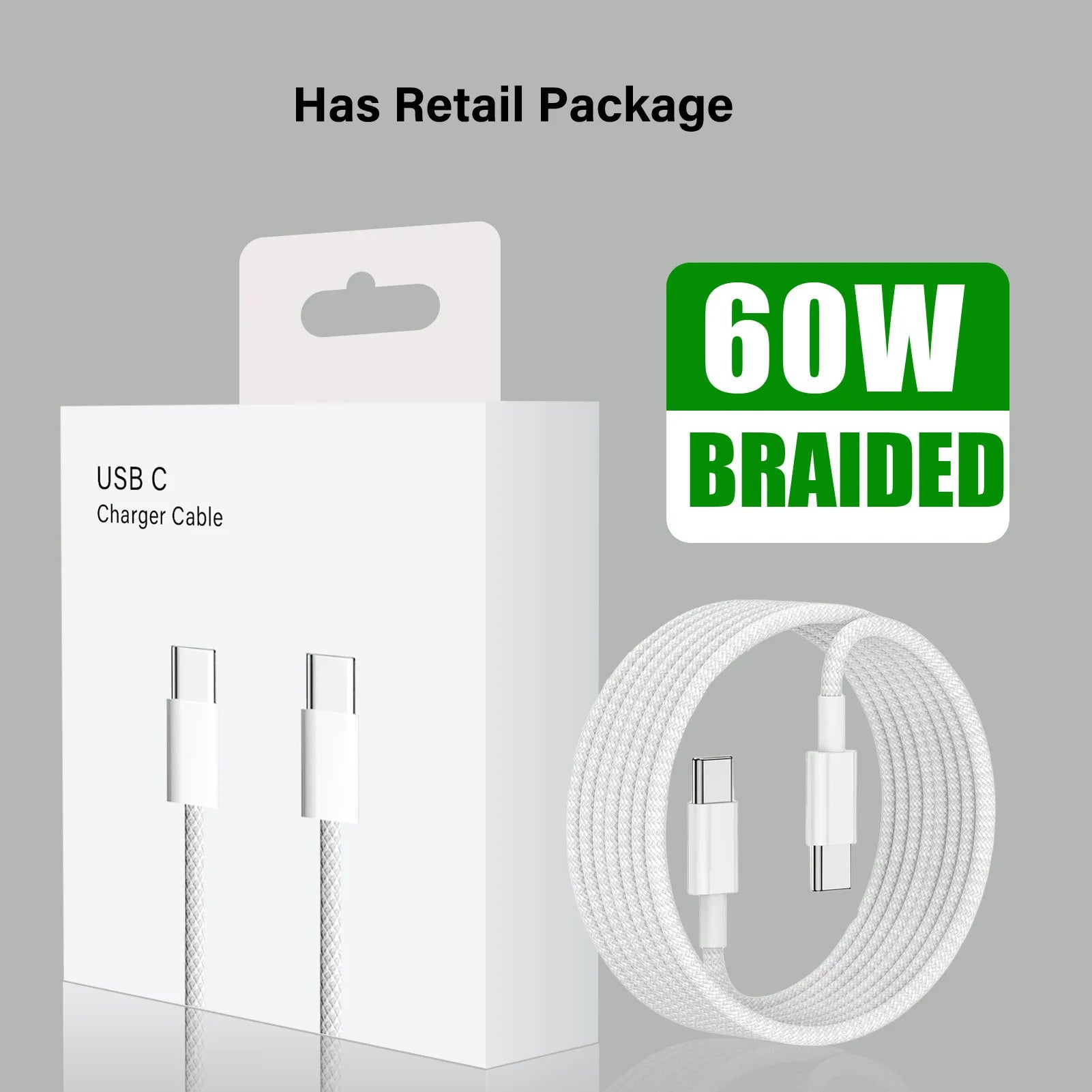 Original USB-C Cable for iPhone 16 15 Pro PD60W fast Charger wire for Huawei Xiaomi Samsung Google Type C braided Cable with box