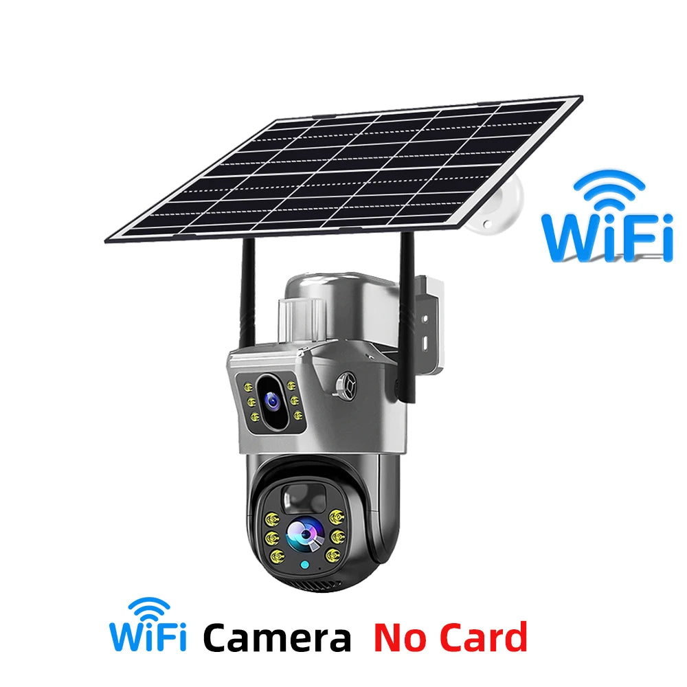 V380 Pro 4K 8MP 2 Lens 4G WiFi Solar Camera Outdoor PIR Night Vision IP66 Low Power Battery CCTV Security