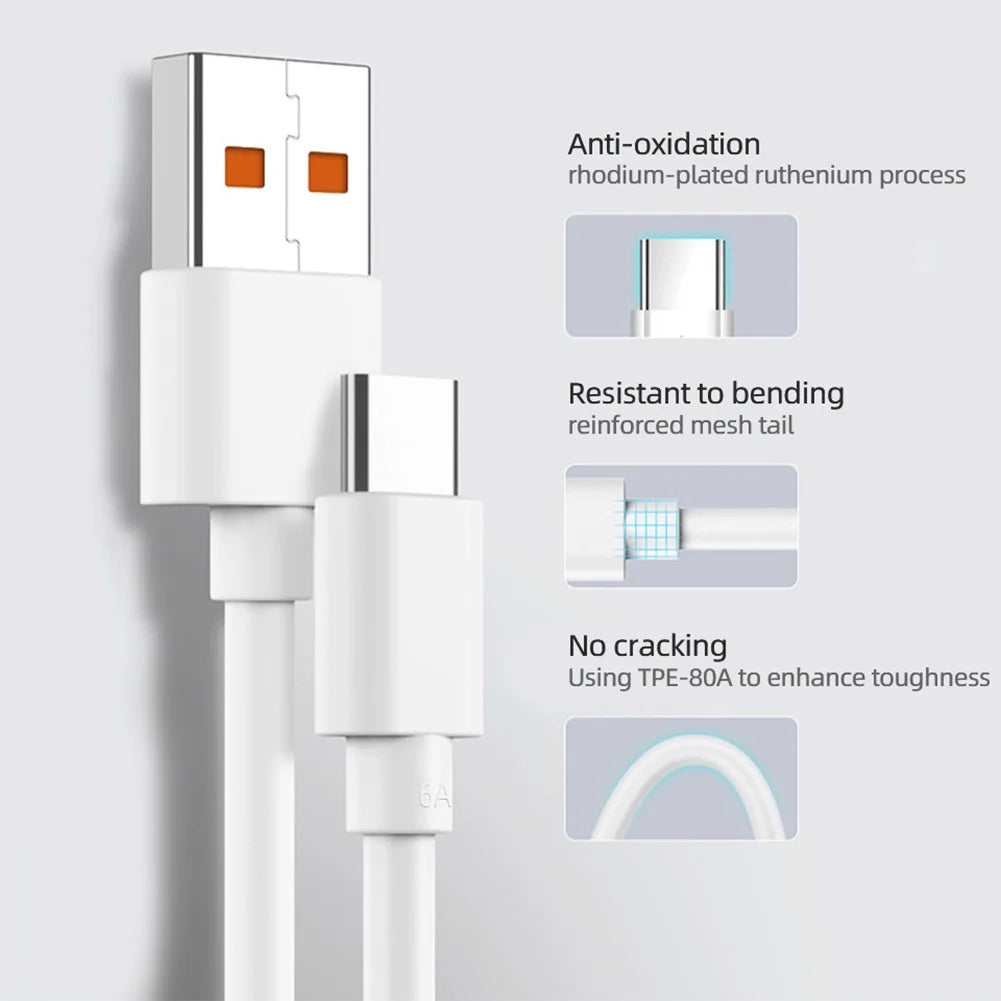 Original Xiaomi 6A Usb Type C Cable Charger 120w Turbo Tipo Fast Charging For Mi 13 12 11 10 Pro ultra Poco x3 Redmi Note K50 40