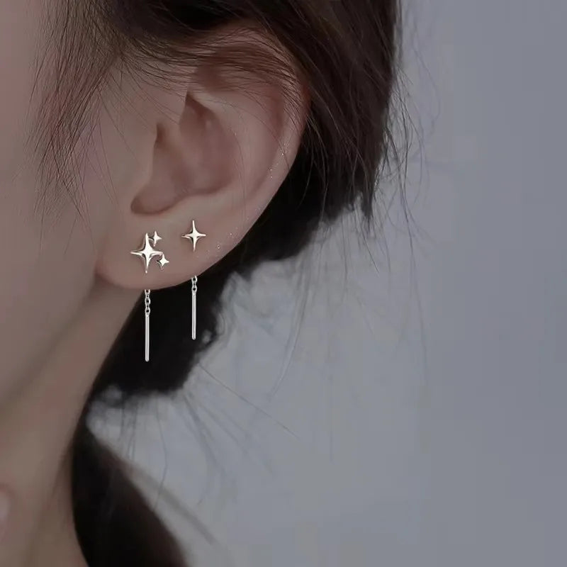 PANJBJ 925 Sterling Silve Crinkled Texture Studs Earring for Women Vintage Irregular Frosting Jewelry Party Gift Dropshipping