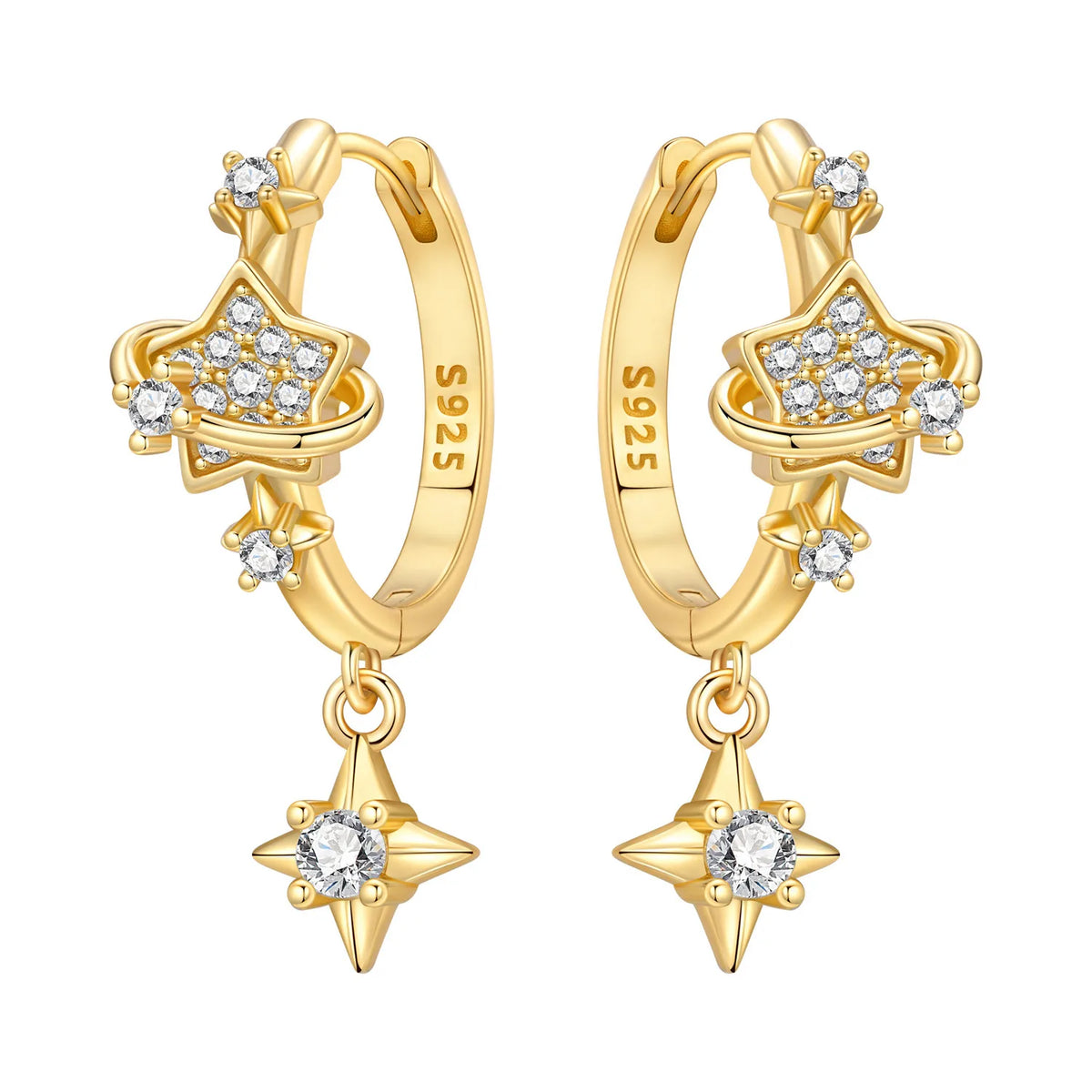 Orstarry 925 Sterling Silver 18K Gold Heart-shaped Zircon Drop Earrings Women Earrings Fashion Party Original Jewelry Gifts