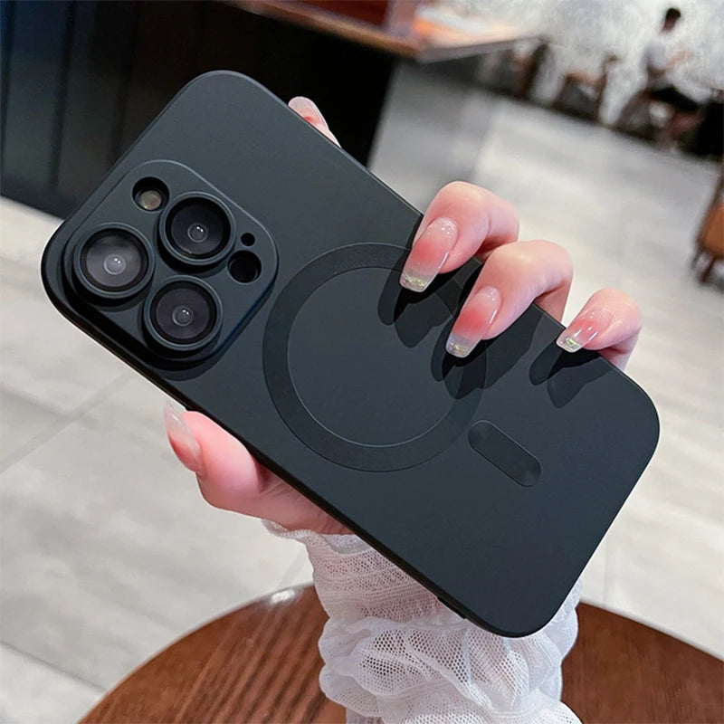 Original Matte Silicone Magnetic Case For iPhone 15 13 11 12 14 16 Pro Max Plus Magsafe Cases Wireless Charge Cover Accessories