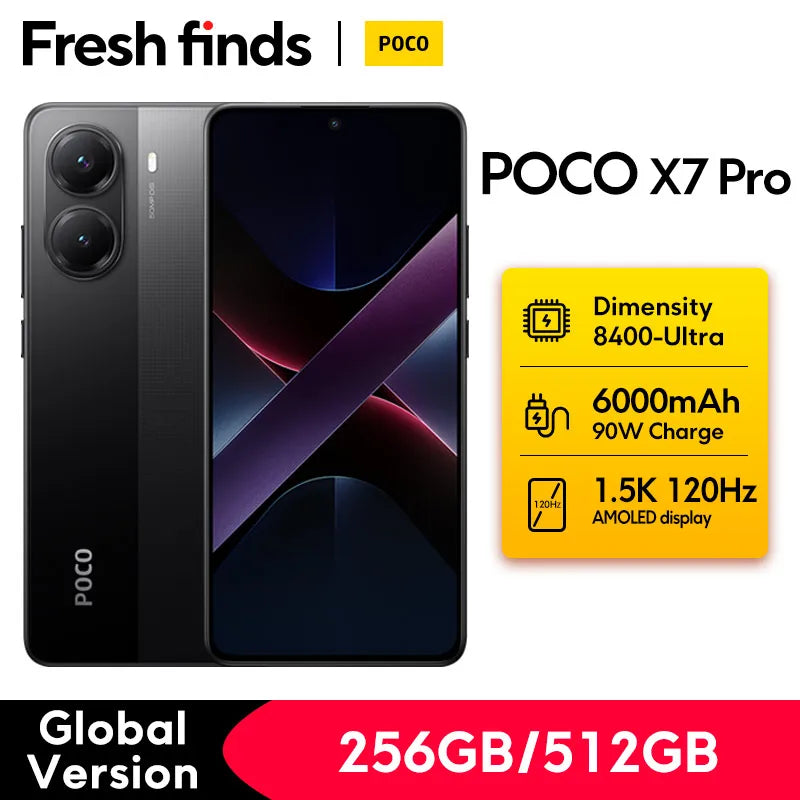 POCO X7 Pro 5G Global Version Smartphone 256GB/512GB NFC Dimensity 8400-Ultra 1.5K 120Hz AMOLED Display 6000mAh 90W Hyper Charge