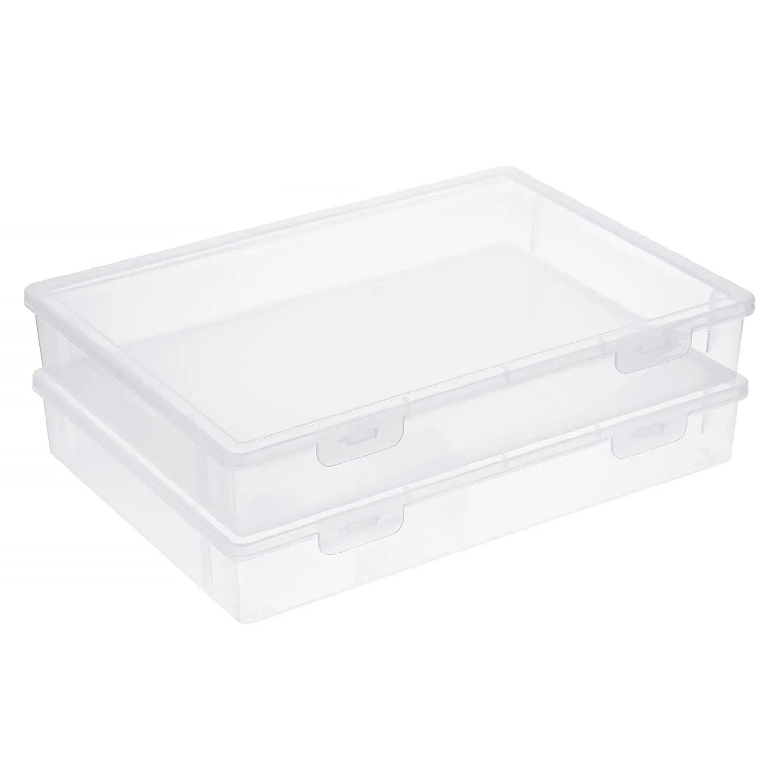 Clear Plastic Storage Box with Flap Lid, Multipurpose Craft Organizers Art Supply Sewing Box for Pencils Markers Notebooks A4