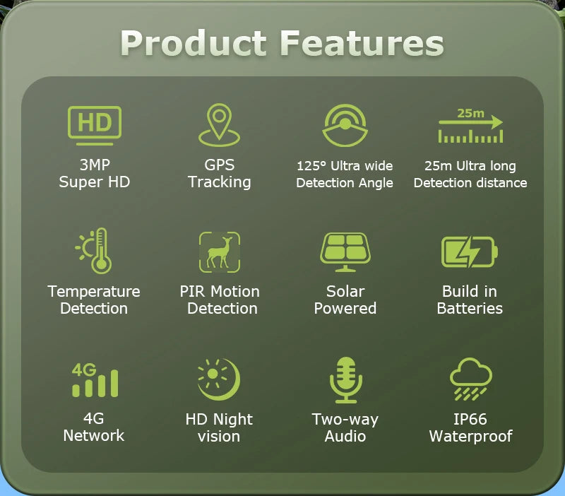4G Trail Camera HD Video 12MP Images PIR Super-Fast Reflex Trigger Night Vision Wildlife Camera with APP Infrared Camera