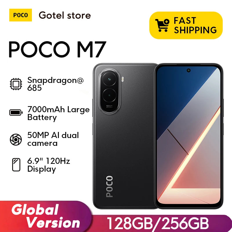 【World Premiere】POCO M7 Global Version Smartphone Snapdragon 685 7000mAh battery Immersive 6.9" FHD+ Display NFC 33W Charging