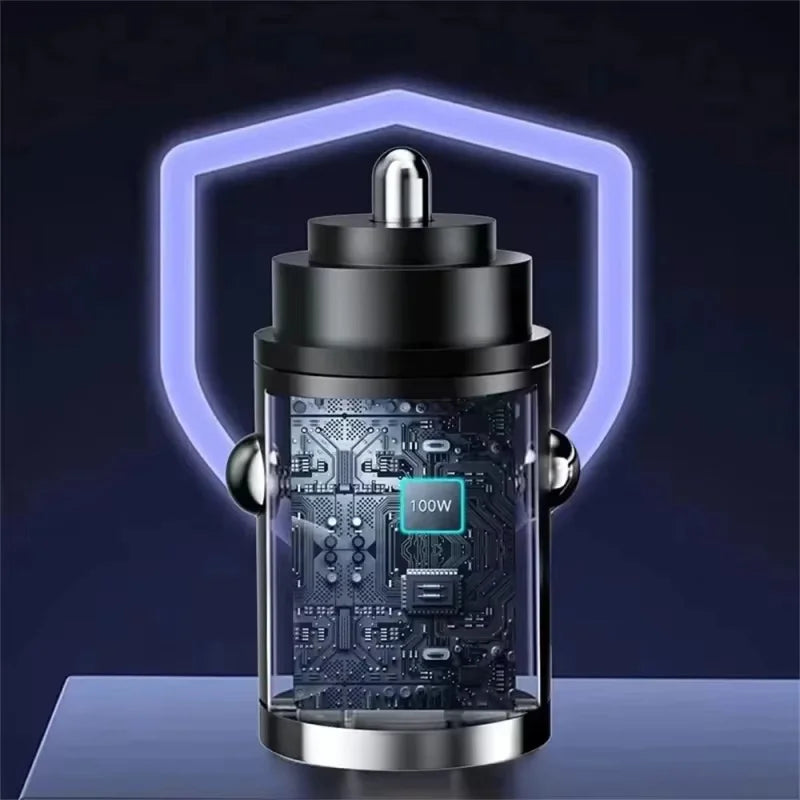 100W Mini Car Charger Lighter Fast Charging for iPhone QC3.0 Mini PD USB Type C Car Phone Charger for Xiaomi Samsung Huawei