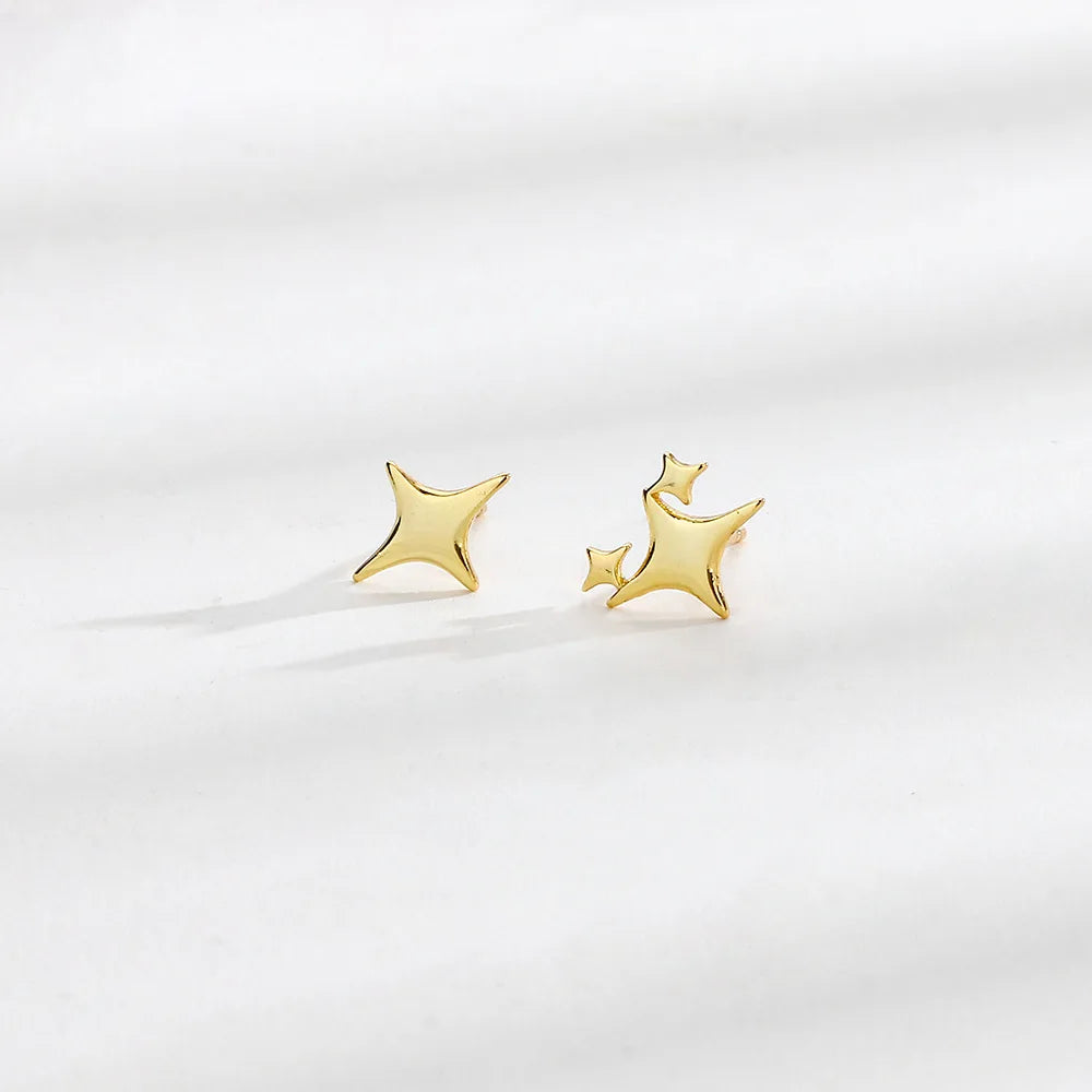 New 925 Sterling Silver Stud Earrings Golden Pretzel Clear CZ Geometric Punk For Women Girl Gift Jewelry Dropshipping Wholesale