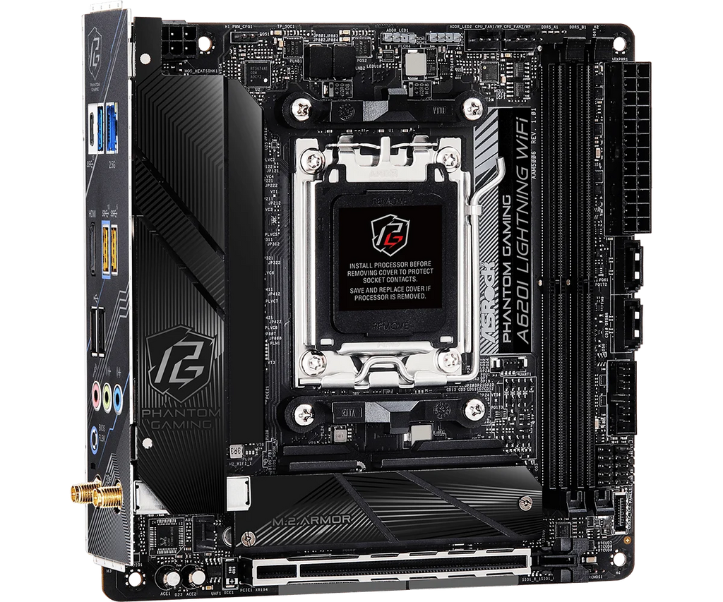 ASROCK A620I Lightning WiFi Mini-ITX Motherboard Socket AM5 AMD A620 DDR5 128GB M.2 support Ryzen 5 7400F Ryzen 7 7700 cpu