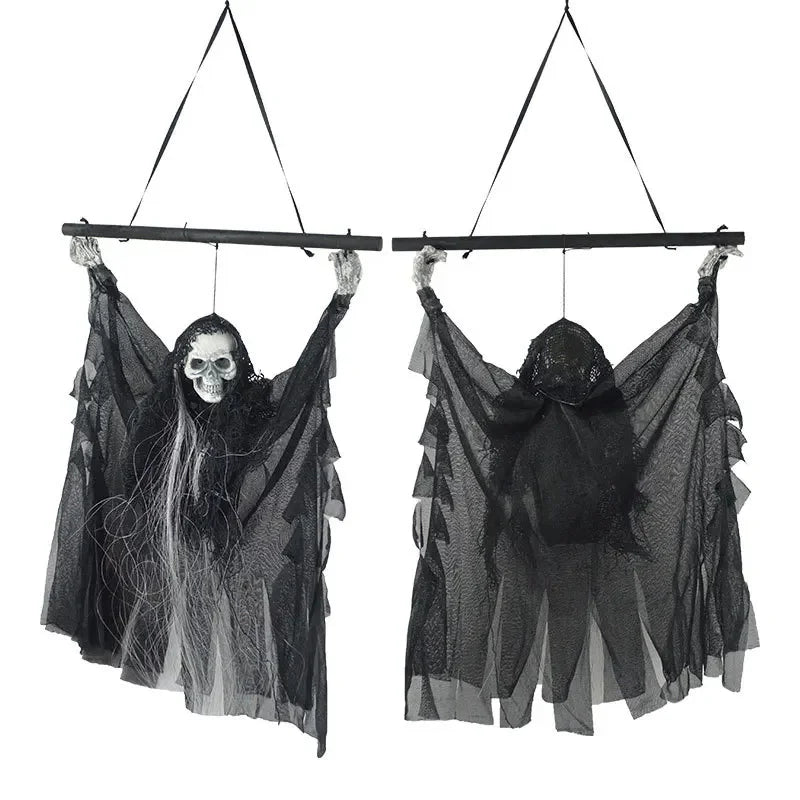 Halloween Skull Small Hanging Ghost Pendant Electric Light Up Trick Prop for Bar KTV Party Decoration Haunted House Decor