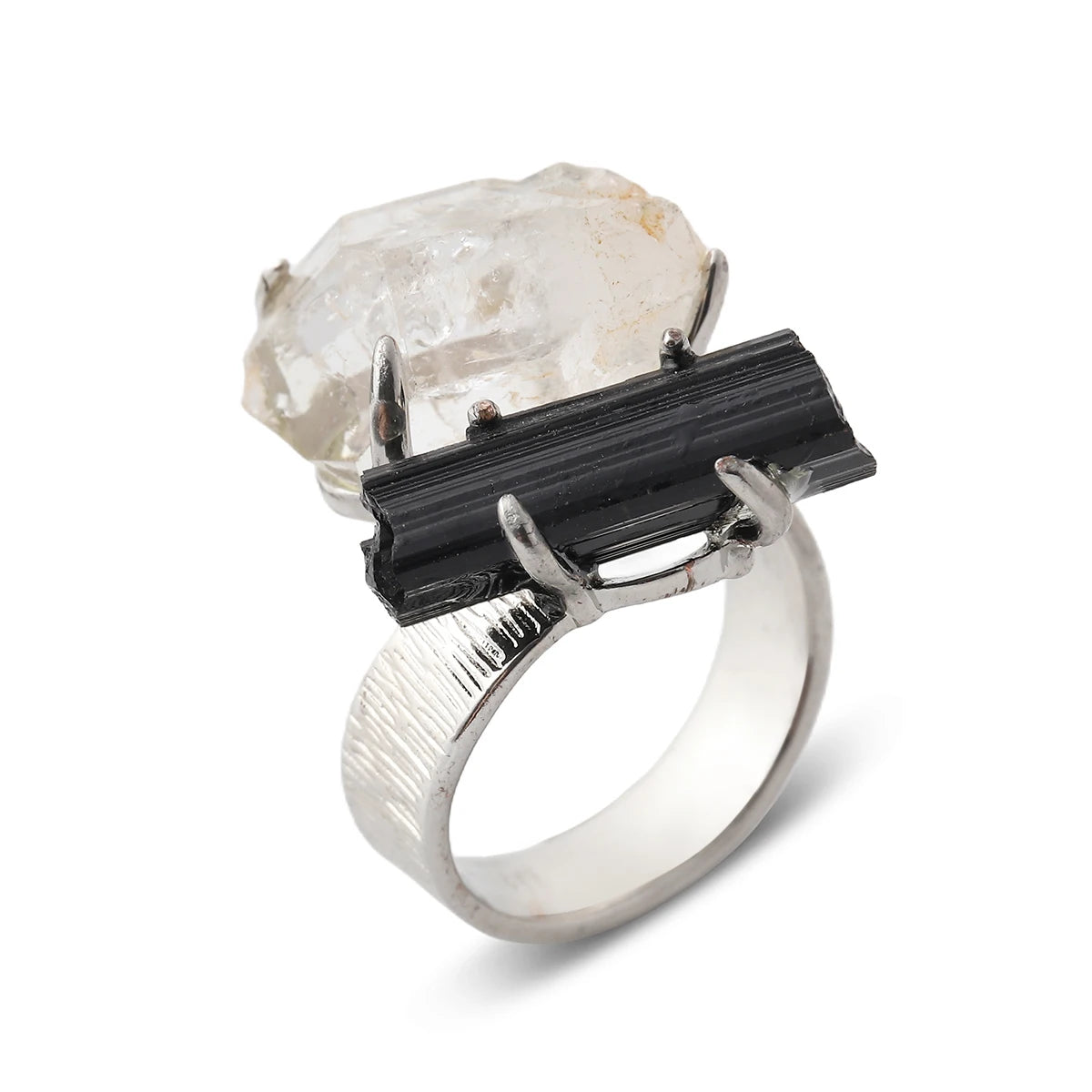 Natural Gemstone Ring Unisex Ring Unique  Crystal Fashion Jewelry Adjustable  Unisex Party Gift Ring Raw Stone Jewelry
