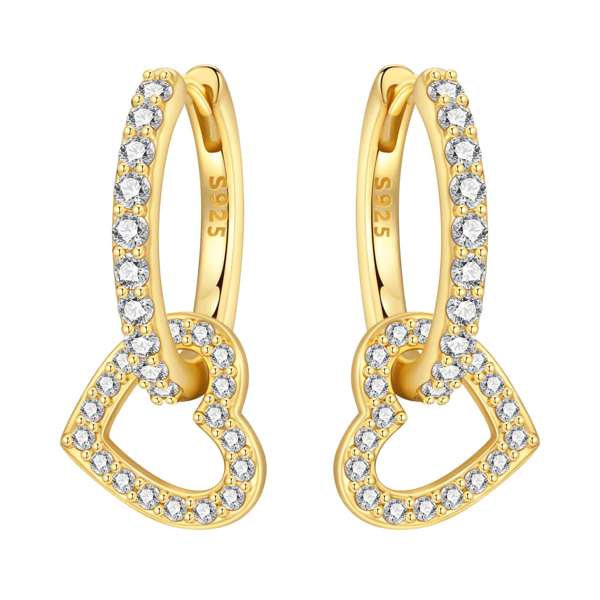 Orstarry 925 Sterling Silver 18K Gold Heart-shaped Zircon Drop Earrings Women Earrings Fashion Party Original Jewelry Gifts