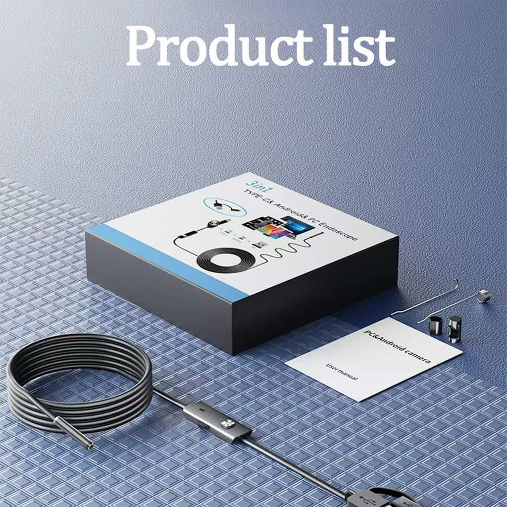 8MM Android Endoscope Camera 3 IN1 Micro USB Type C Borescope Mini Camera Waterproof LED Car Inspection