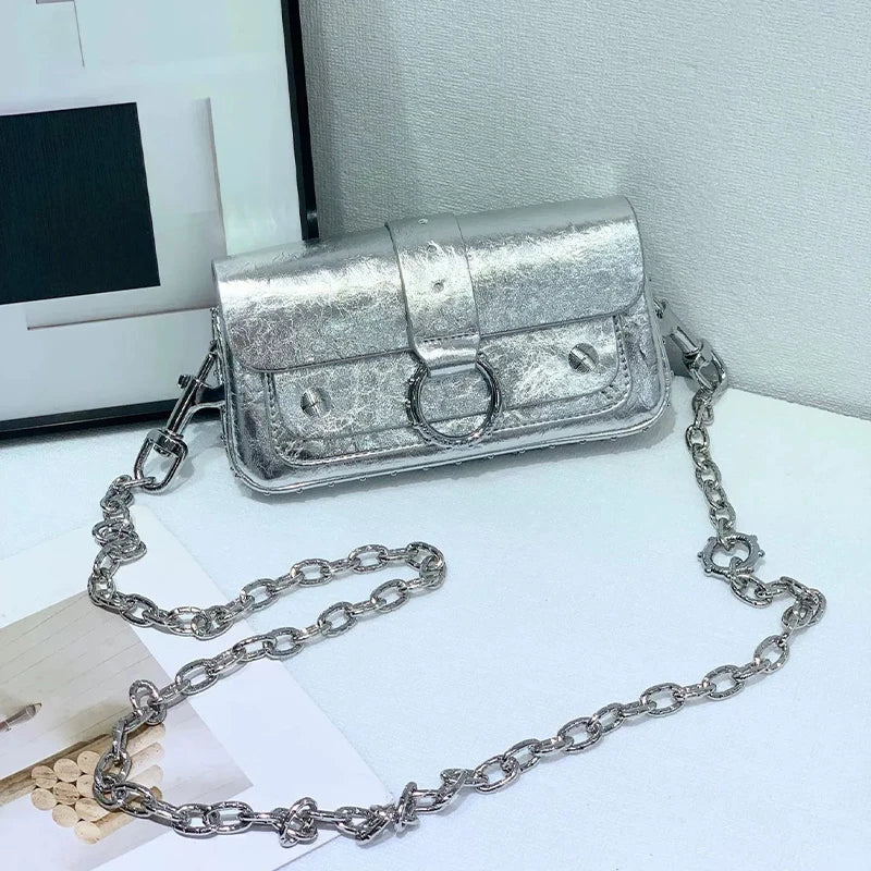 2025 New Classic Women's Leather Mini Square Bag Fashionable Versatile Wing Underarm Single Shoulder Slant Cross Bag Daily Match