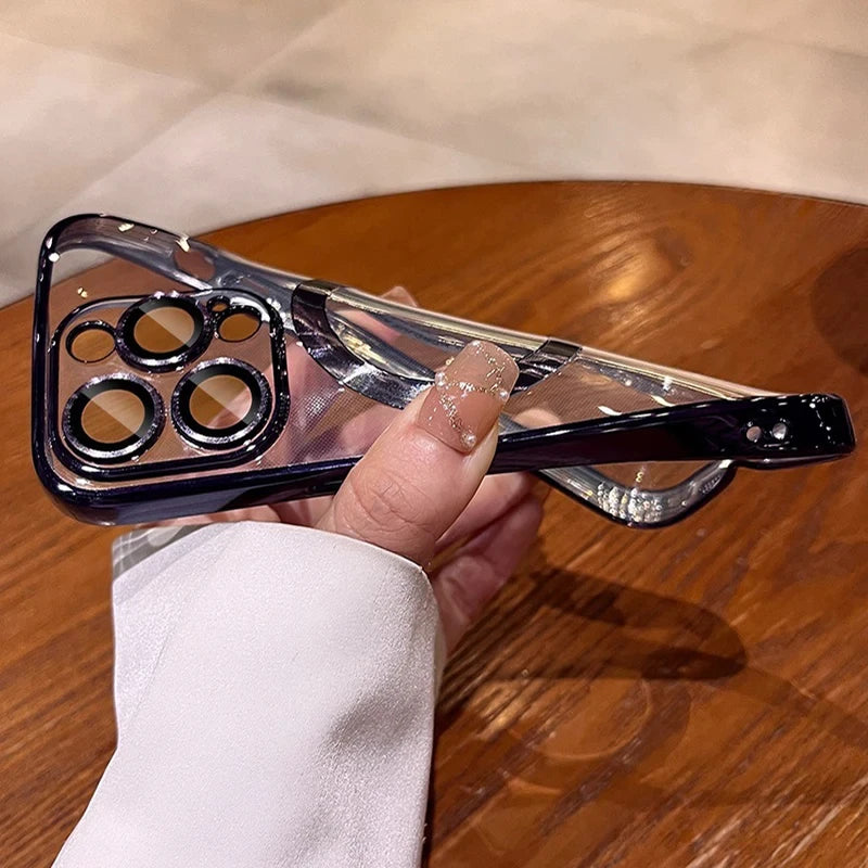 Original Magnetic For Magsafe Plating Clear Case For iPhone 16 15 14 13 12 11 Pro Max Shockproof Silicone Wireless Charge Cover