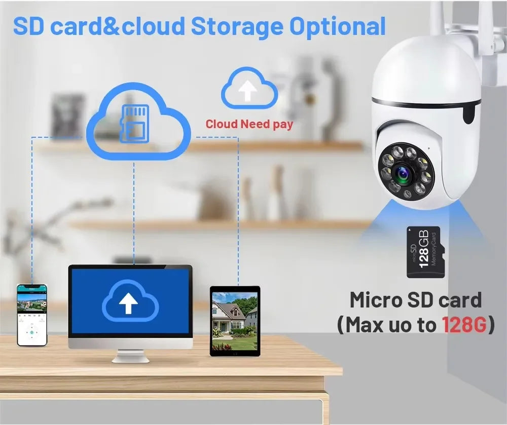 3MP Wifi IP Wireless Security Surveillance PTZ Camera 8X Zoom Cameras Tracking Two-way Audio HD Night Color Cam