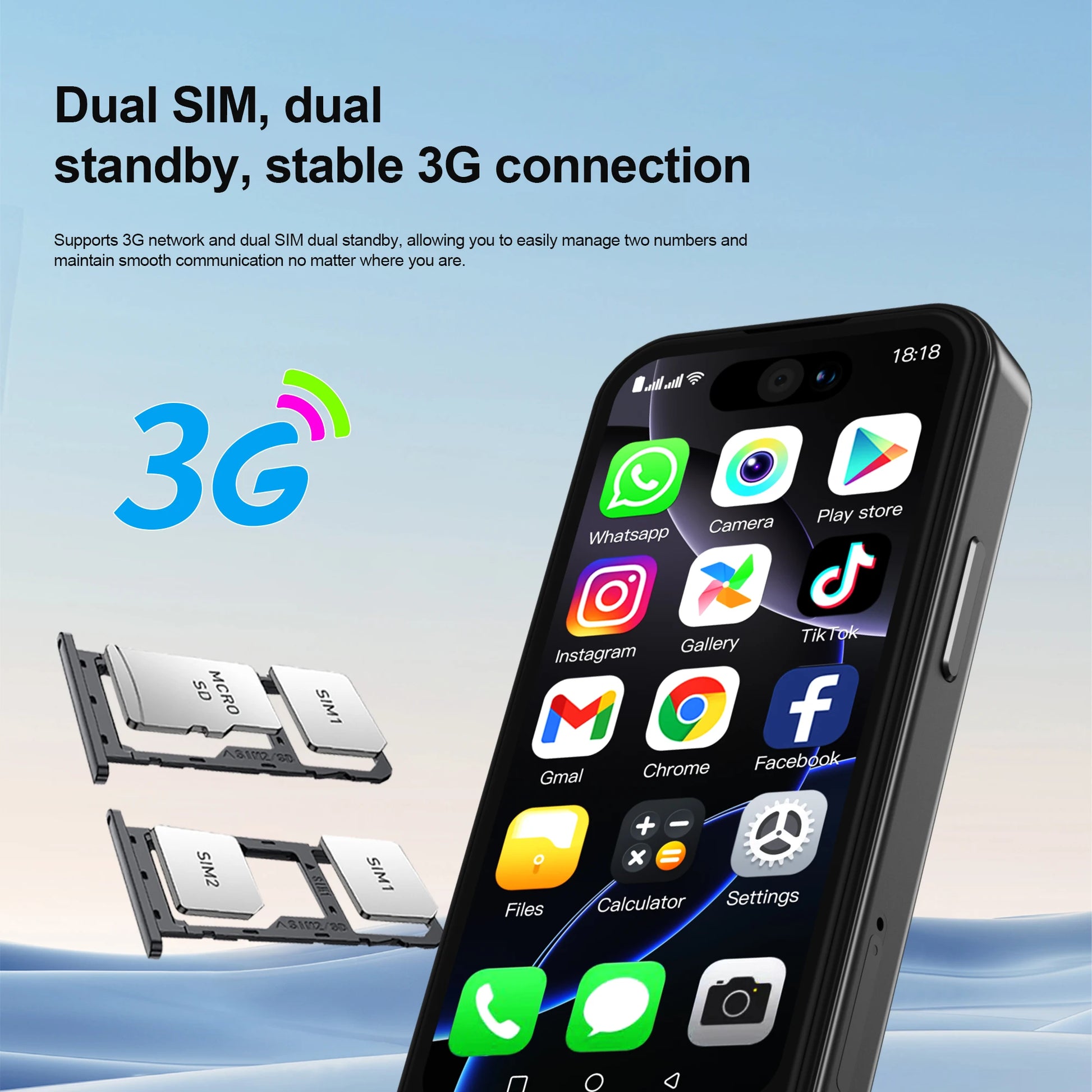 SERVO 17Pro Max 3G Small Smartphone Android System 1GB+16GB 2MP Camera Face Unlock 3.75" Display Mini Smart Phones APP Downloud