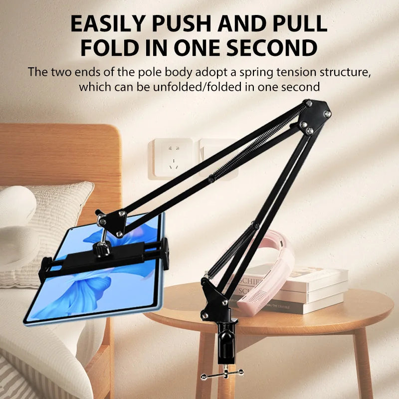 Rotatable Tablet Stand Phone Stand Long Arm Metal 360° Adjustable Holder For iPad for 4 to 11 inch Xiaomi iPhone Huawei Samsung