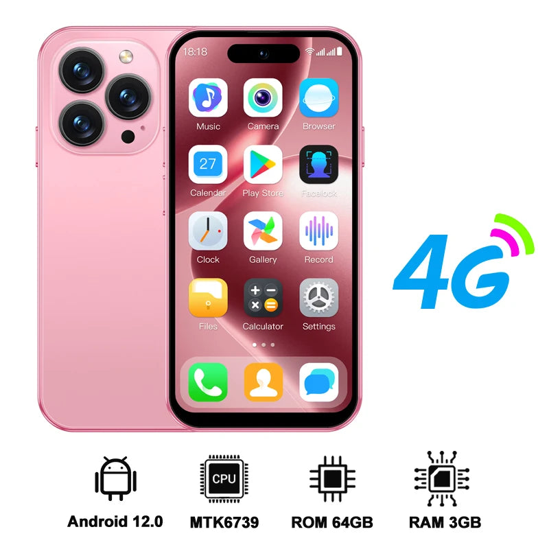 SERVO S16 Mini 4G LTE Android Pocket Smartphone 16GB/64GB Play Store WiFi GPS Dual SIM Dual Camera 4.0"Display Small Mobile Phon