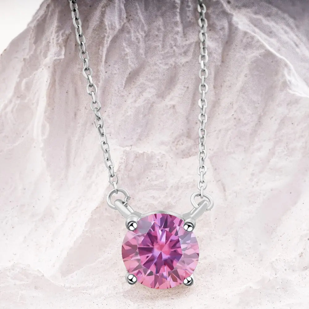 Moissanite Dia 6.5Mm 0.5-5CT Woman Pendant Sier Necklace For Women Chains Party Bridal Fine Jewelry  925sterling silver necklace