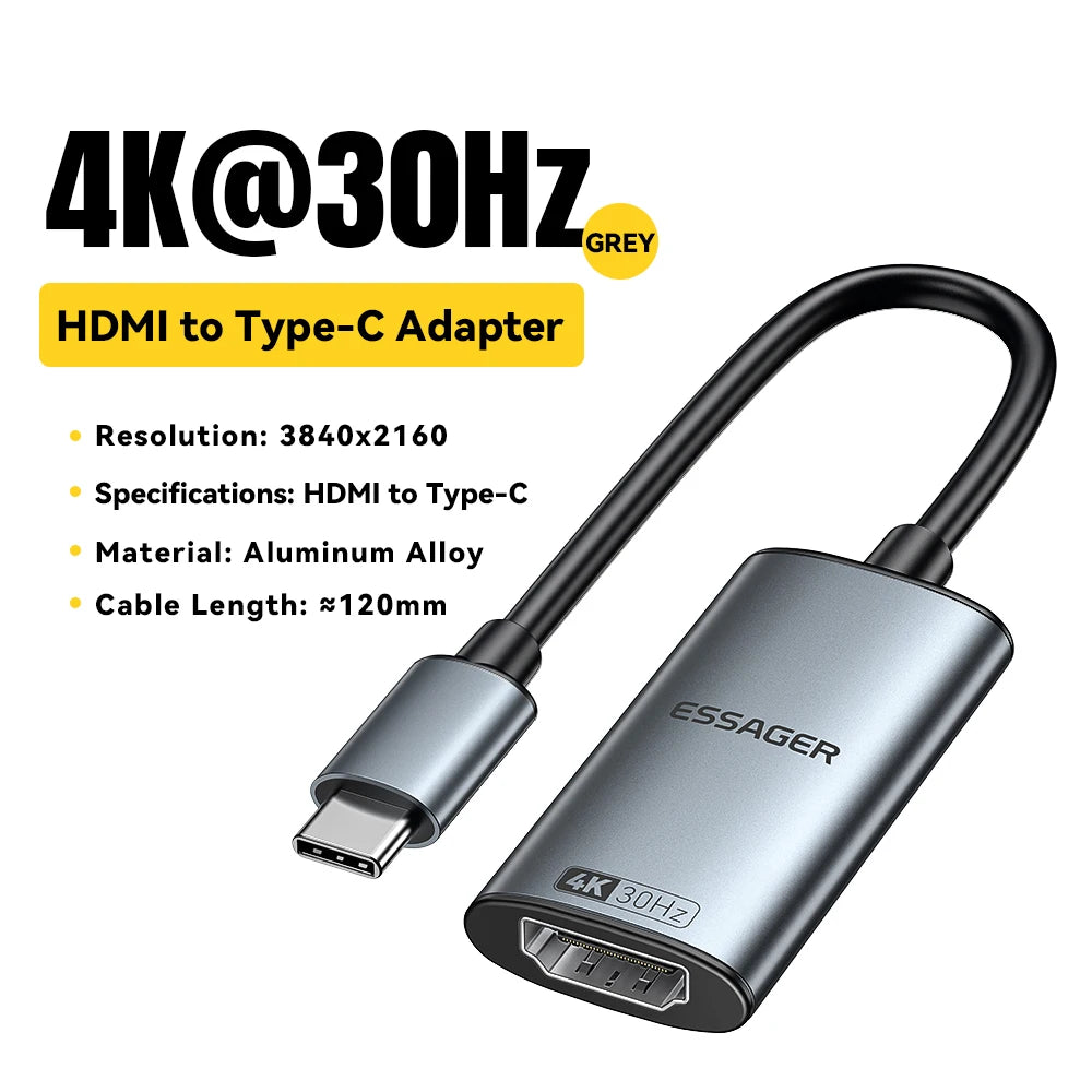 Essager HDMI-Compatible to USB-C Adapter 8K@60Hz 4K@120Hz/144Hz for iPhone MacBook Pro Air iPad High-Speed HD TV Cable Converter