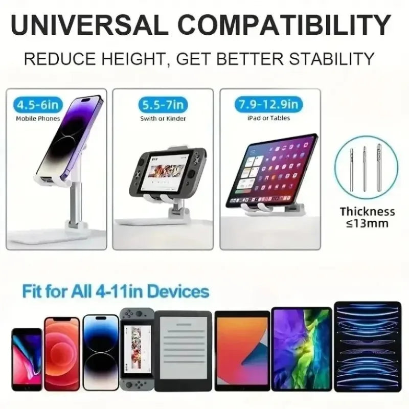 Foldable Adjustable Live Mount Scalable Tablet Desktop Stand Phone Holder for iPhone Samsung Xiaomi iPad Mini Pad Smartphone