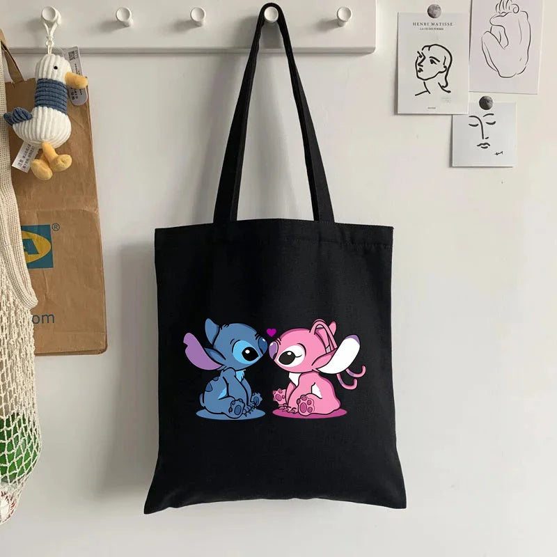 Cute Lilo Stitch Women's Tote Bag Canvas High Capacity Soft Shoulder Bag Women's Handbag Casual Comunting Shopping Bags Gift