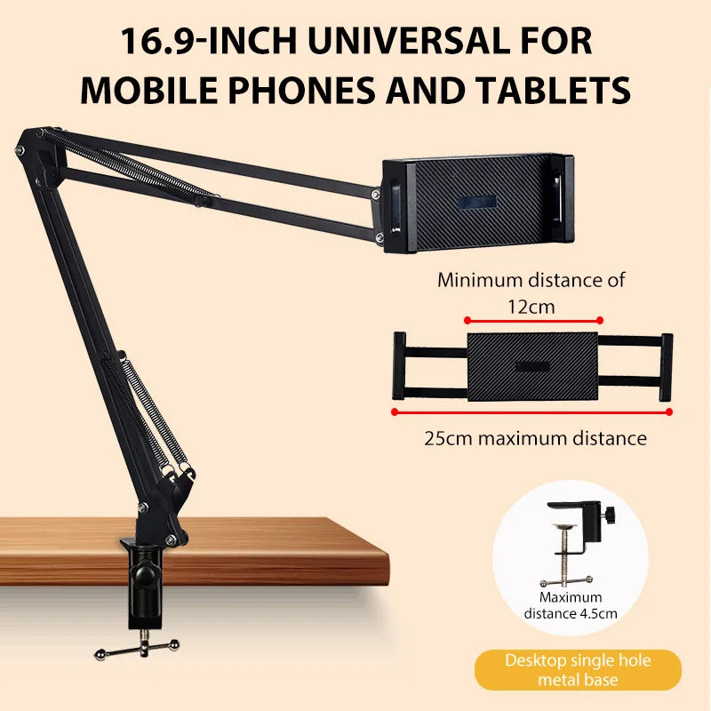 Rotatable Tablet Stand Phone Stand Long Arm Metal 360° Adjustable Holder For iPad for 4 to 11 inch Xiaomi iPhone Huawei Samsung