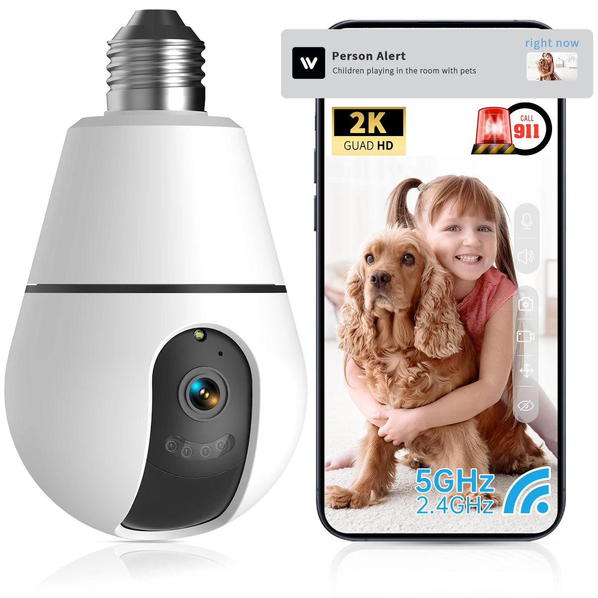 Noahtec Bulb E27 WiFi Surveillance Camera Full Color Night Auto Tracking Wireless Indoor Security Baby Monitor  PTZ IP Camera