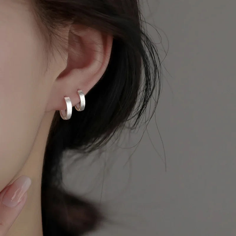 New 925 Sterling Silver Round Earrings Cool Charm Simple Style Earrings Beautiful Jewelry for Women Birthday Party Gift