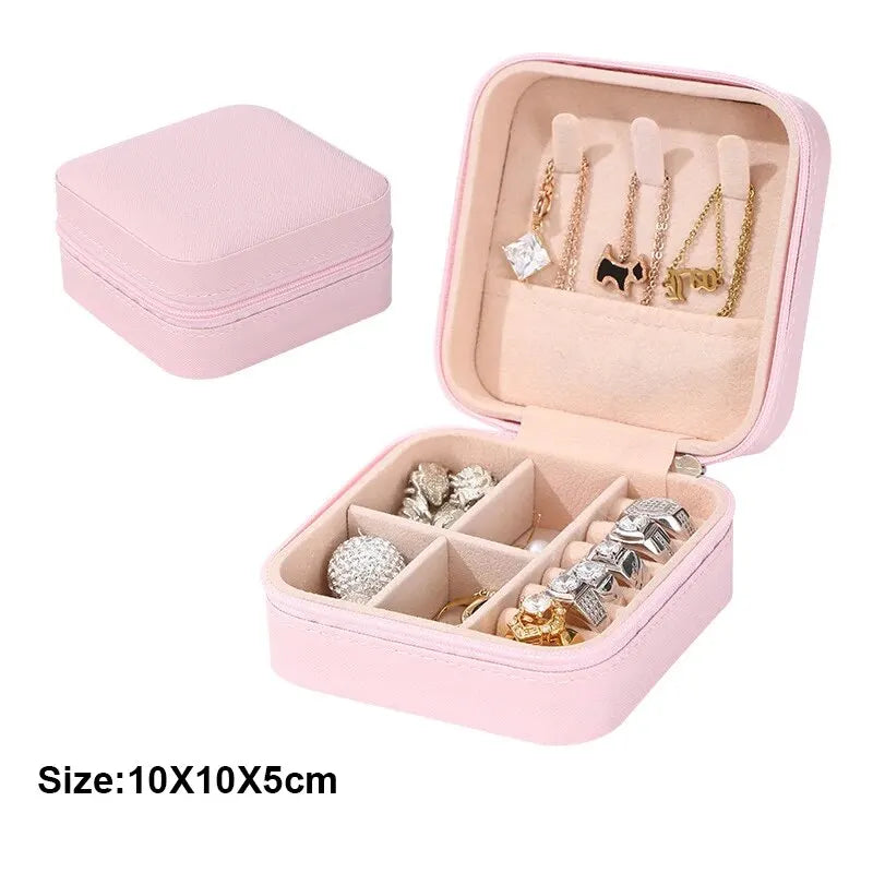 1pc Portable Jewelry Storage Box Home Travel Earrings Necklace Ring Jewelry Box Mini Layered Jewelry Display Case
