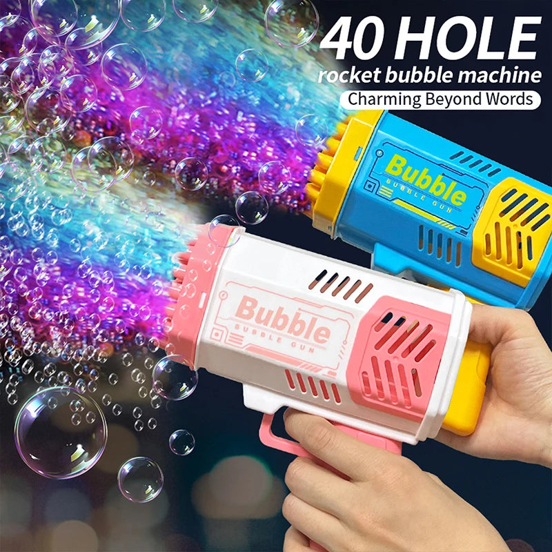 40 Hole Rocket Launcher Handheld Portable Electric Automatic Bubble Gun Party Birthday Gift Toy(without Bubble Water)