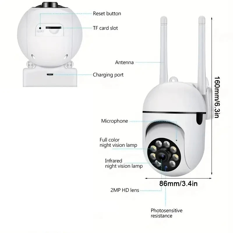 8MP Wireless Security Survillance PTZ Camera Wifi IP Outdoor 4X Zoom Cameras AI Human Tracking Two-way Audio HD Night Color Cam