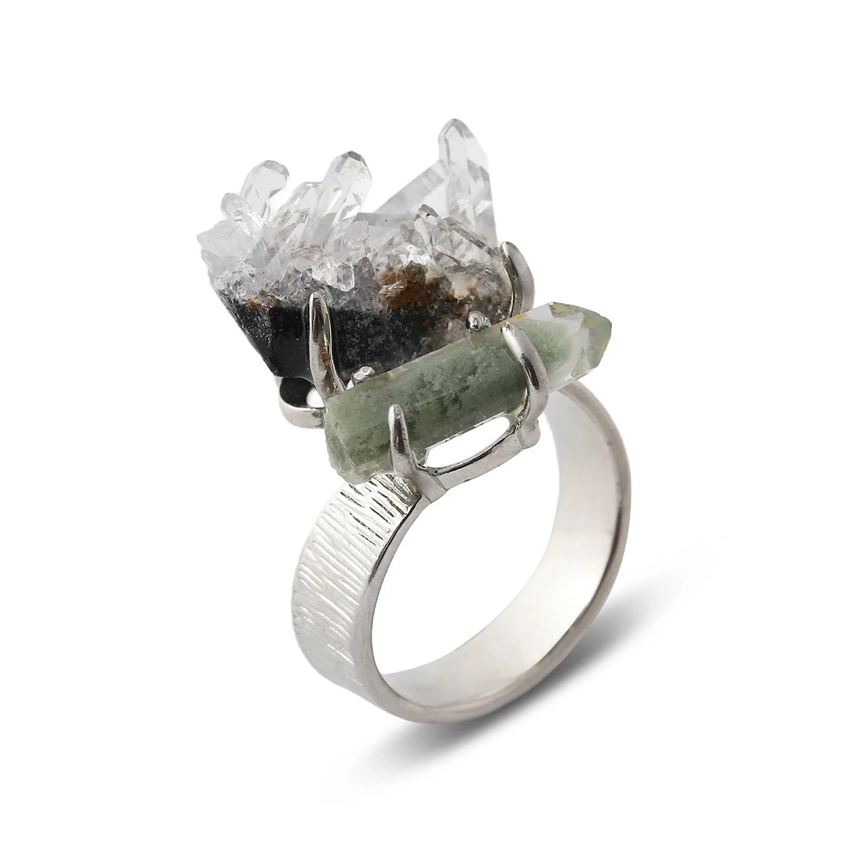 Natural Gemstone Ring Unisex Ring Unique  Crystal Fashion Jewelry Adjustable  Unisex Party Gift Ring Raw Stone Jewelry