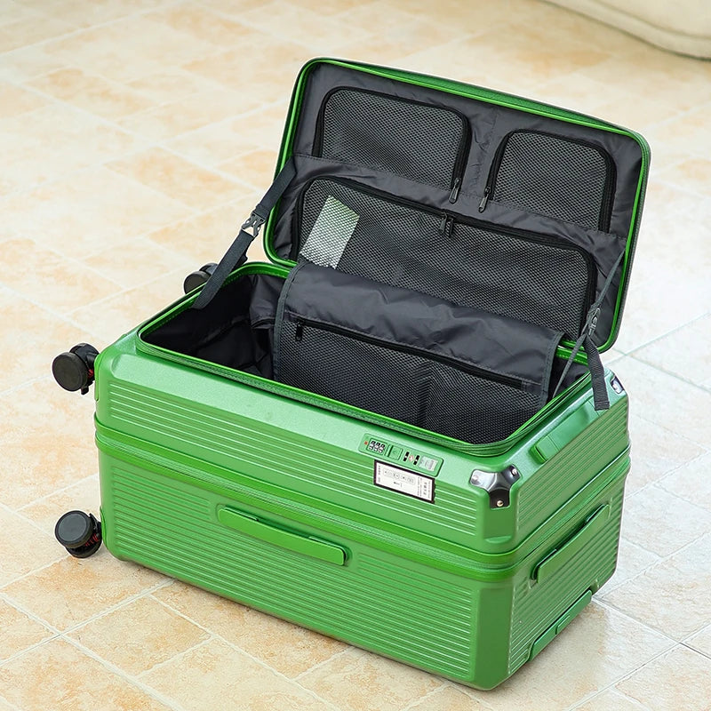 Large Capacity PC Material Suitcase 20/28/32/34-inch Deep-Compartment Travel Luggage with Combination Lock Side-Open Hard Shell