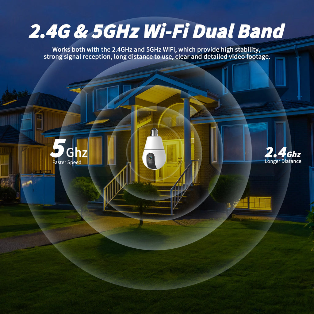 Noahtec Bulb E27 WiFi Surveillance Camera Full Color Night Auto Tracking Wireless Indoor Security Baby Monitor  PTZ IP Camera