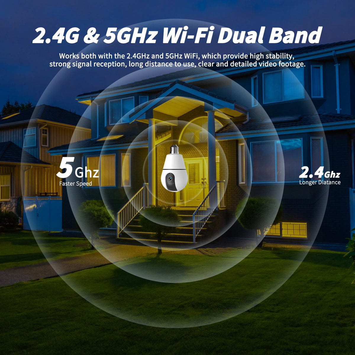 Noahtec Bulb E27 WiFi Surveillance Camera Full Color Night Auto Tracking Wireless Indoor Security Baby Monitor  PTZ IP Camera