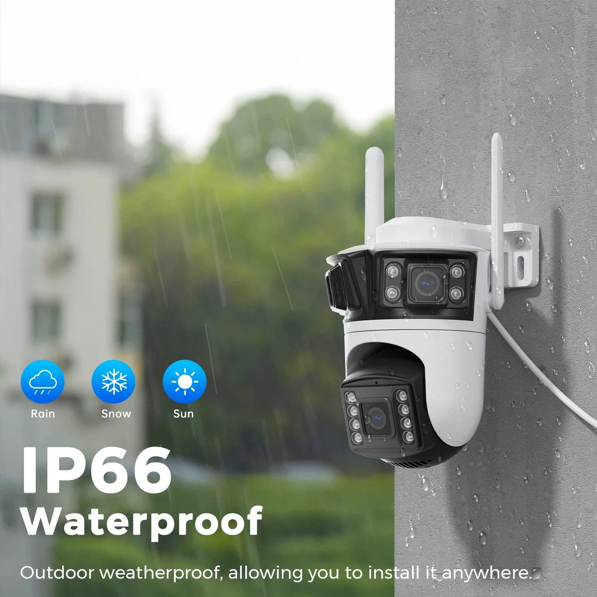 HD 6K 12MP Triple Lens Camera 6MP 3 Lens Outdoor Camera System AI Human Detection WiFi CCTV Waterproof Video Security iCsee App